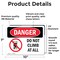 Signmission Do Not Climb At All, 10 in W x Rectangle, Vinyl Decal OS-2PACK-DS-D-710-L-2102 - alternate 5